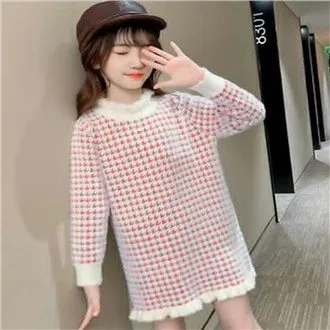Gaun Sweater Anak Perempuan Renda