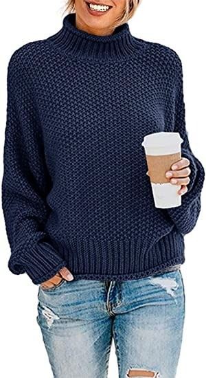 Turtleneck Chunky Knit Loose Pullover Sweater